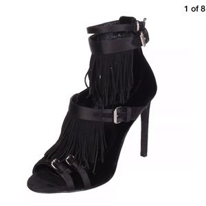 $895 GIAMBATTISTA VALLI Velvet Shoes Size 36 Heel